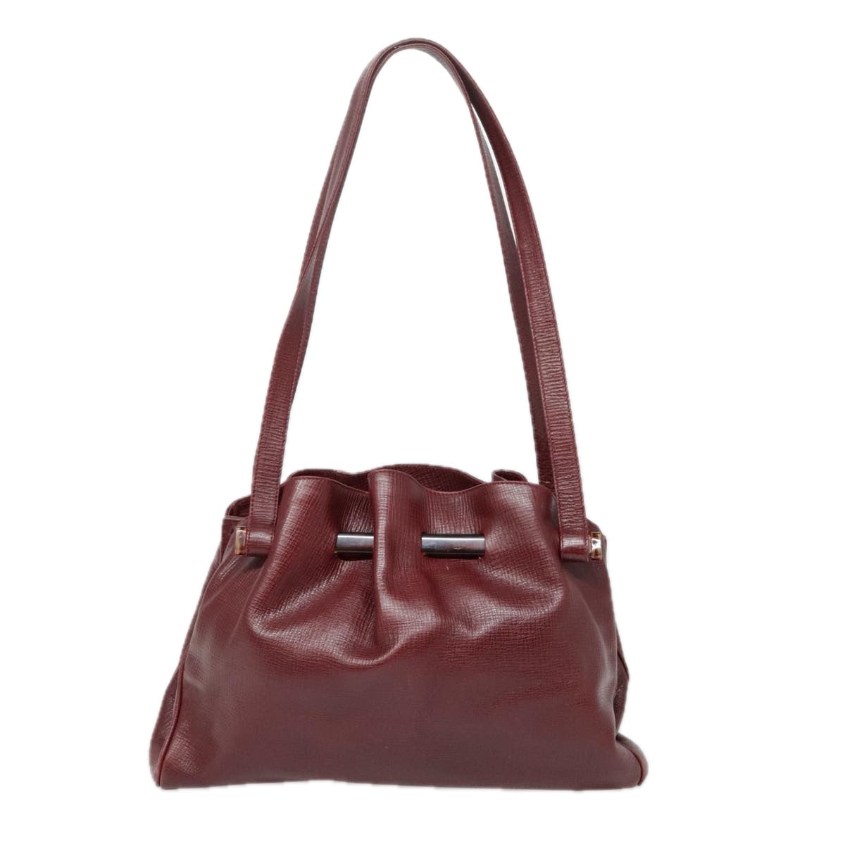 FENDI Shoulder Bag Leather Red Auth yk15406