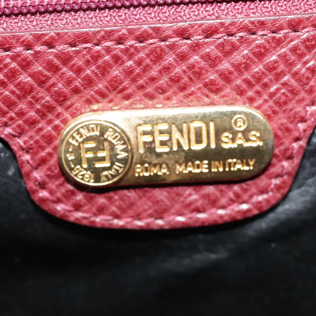 FENDI Shoulder Bag Leather Red Auth yk15406