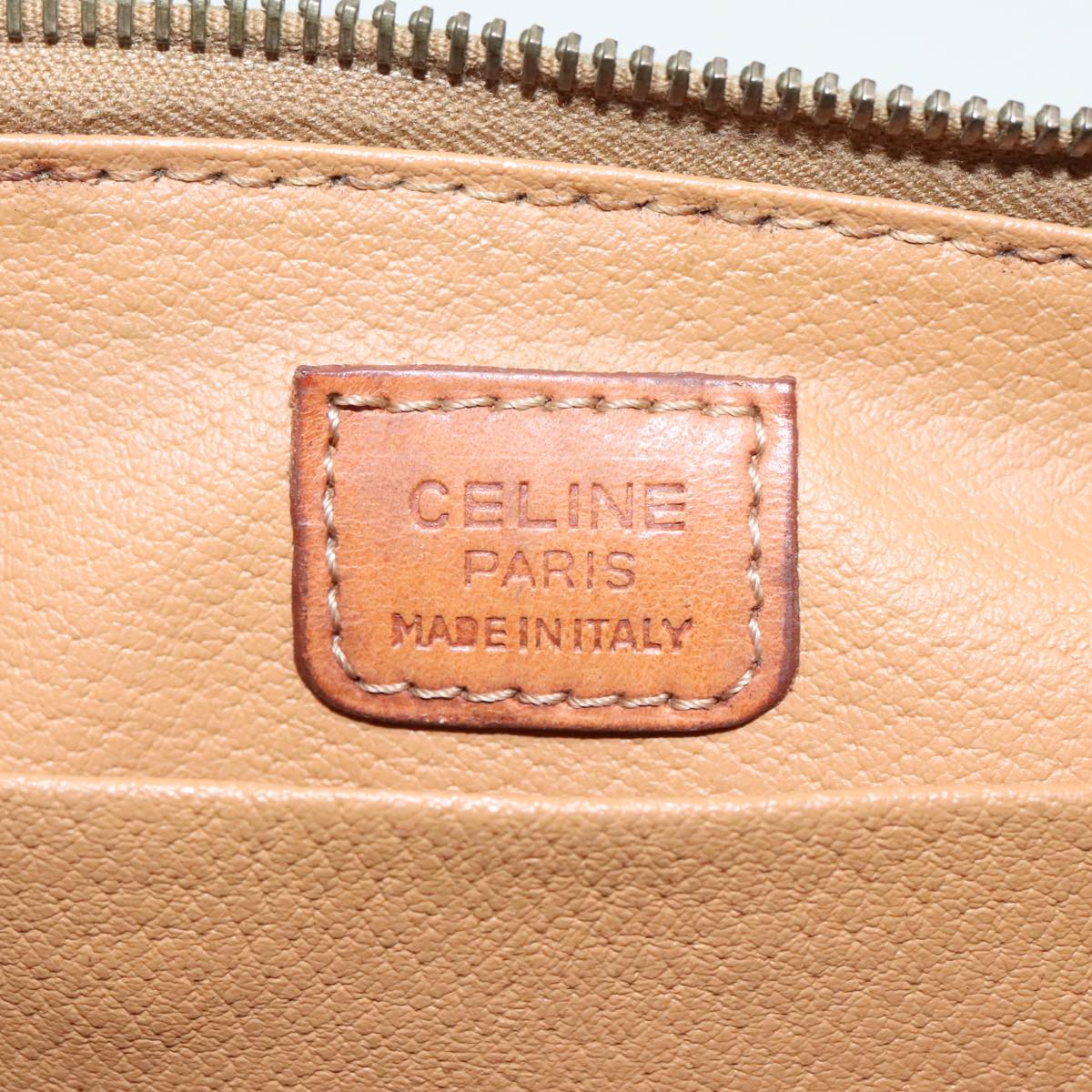 CELINE Macadam Canvas Pouch PVC Leather Brown Gold Auth yk15417