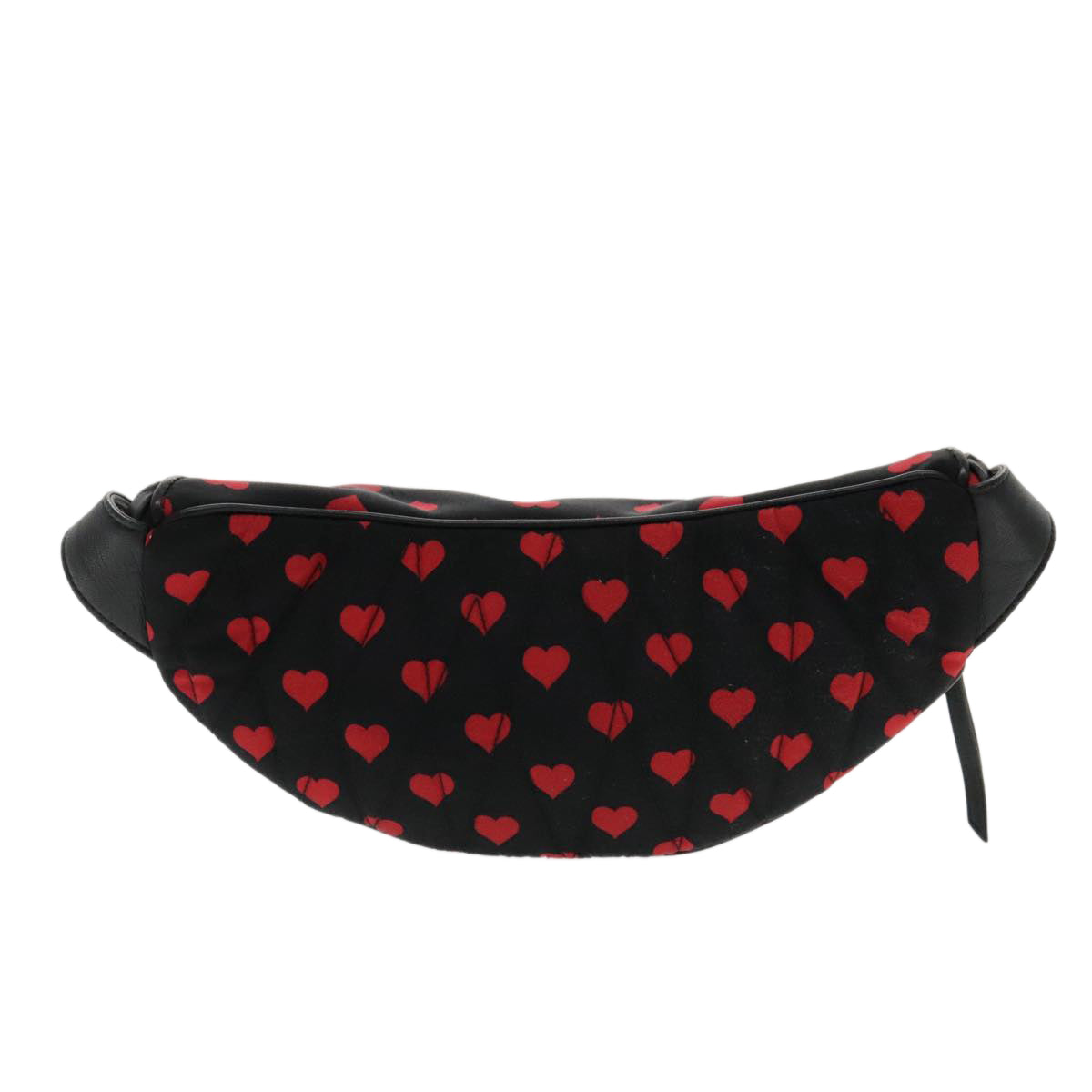 Miu Miu Heart Matelasse Waist bag Canvas Red Black gold Auth yk15421