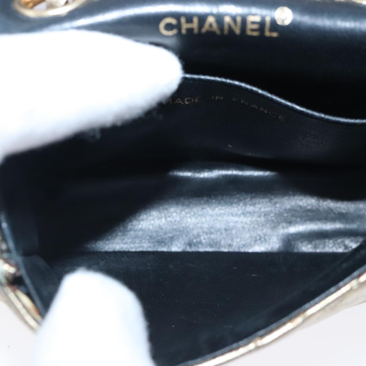 CHANEL Mini Mini Matelasse Chain Pouch Lamb Skin Gold CC Auth yk15423