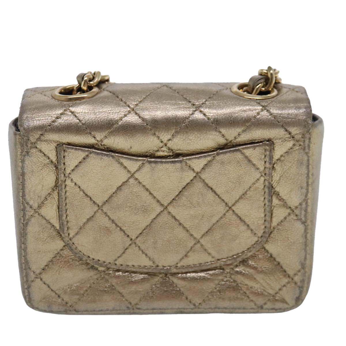 CHANEL Mini Mini Matelasse Chain Pouch Lamb Skin Gold CC Auth yk15423 - 0