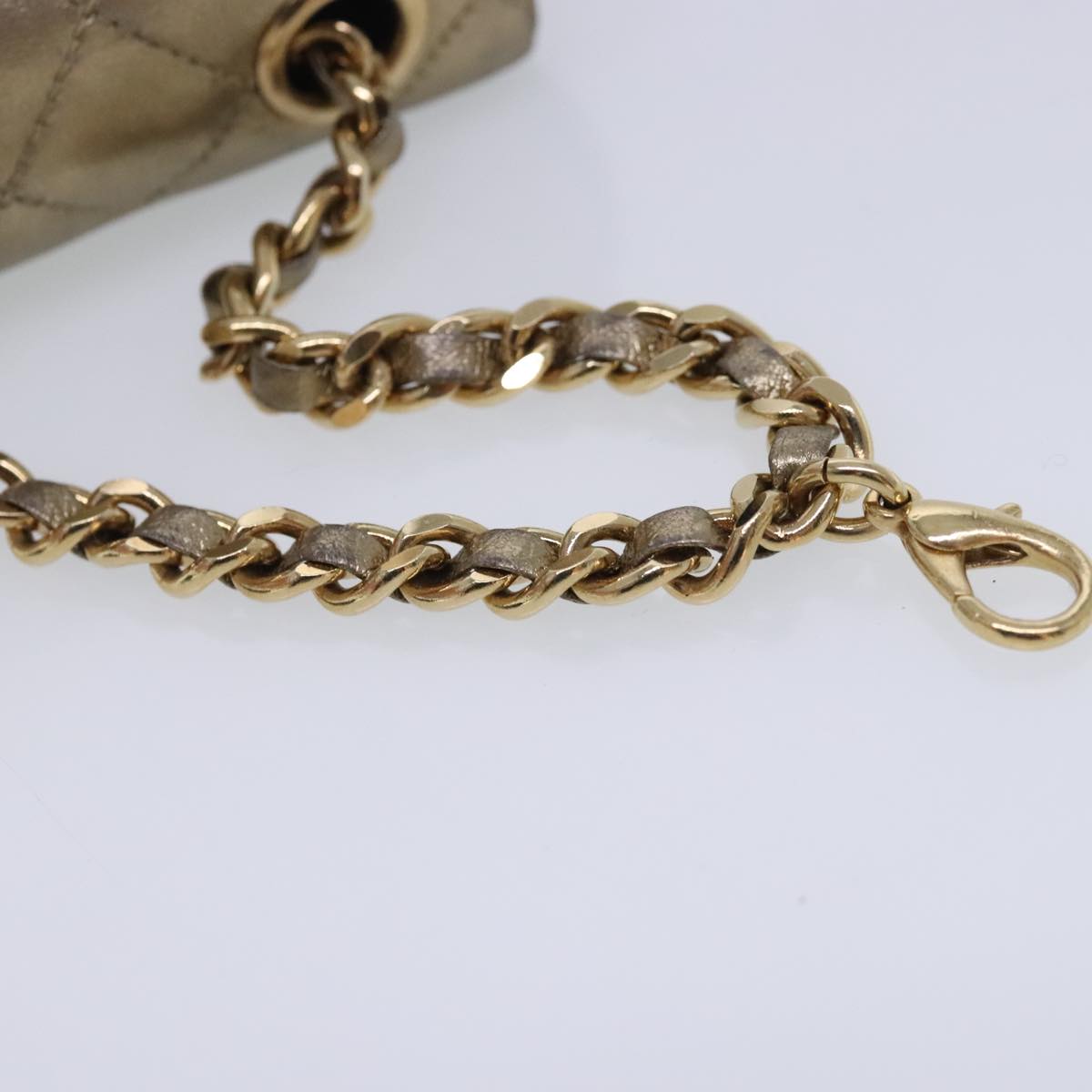 CHANEL Mini Mini Matelasse Chain Pouch Lamb Skin Gold CC Auth yk15423