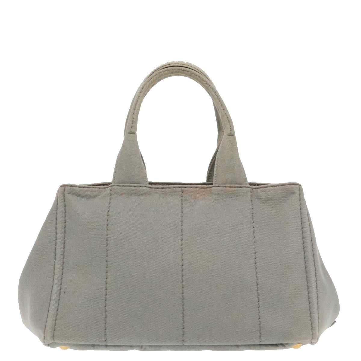 PRADA Canapa MM Hand Bag Denim Gray Gold Auth yk15444 - 0