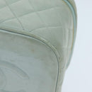 CHANEL Matelasse Vanity Cosmetic Pouch Lamb Skin Blue Gold CC Auth yk15445-14