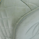 CHANEL Matelasse Vanity Cosmetic Pouch Lamb Skin Blue Gold CC Auth yk15445-17