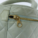 CHANEL Matelasse Vanity Cosmetic Pouch Lamb Skin Blue Gold CC Auth yk15445-18