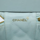 CHANEL Matelasse Vanity Cosmetic Pouch Lamb Skin Blue Gold CC Auth yk15445-19