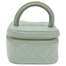 CHANEL Matelasse Vanity Cosmetic Pouch Lamb Skin Blue Gold CC Auth yk15445-13