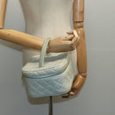 CHANEL Matelasse Vanity Cosmetic Pouch Lamb Skin Blue Gold CC Auth yk15445-22