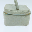 CHANEL Matelasse Vanity Cosmetic Pouch Lamb Skin Blue Gold CC Auth yk15445-3