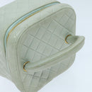 CHANEL Matelasse Vanity Cosmetic Pouch Lamb Skin Blue Gold CC Auth yk15445-6