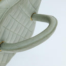 CHANEL Matelasse Vanity Cosmetic Pouch Lamb Skin Blue Gold CC Auth yk15445-7