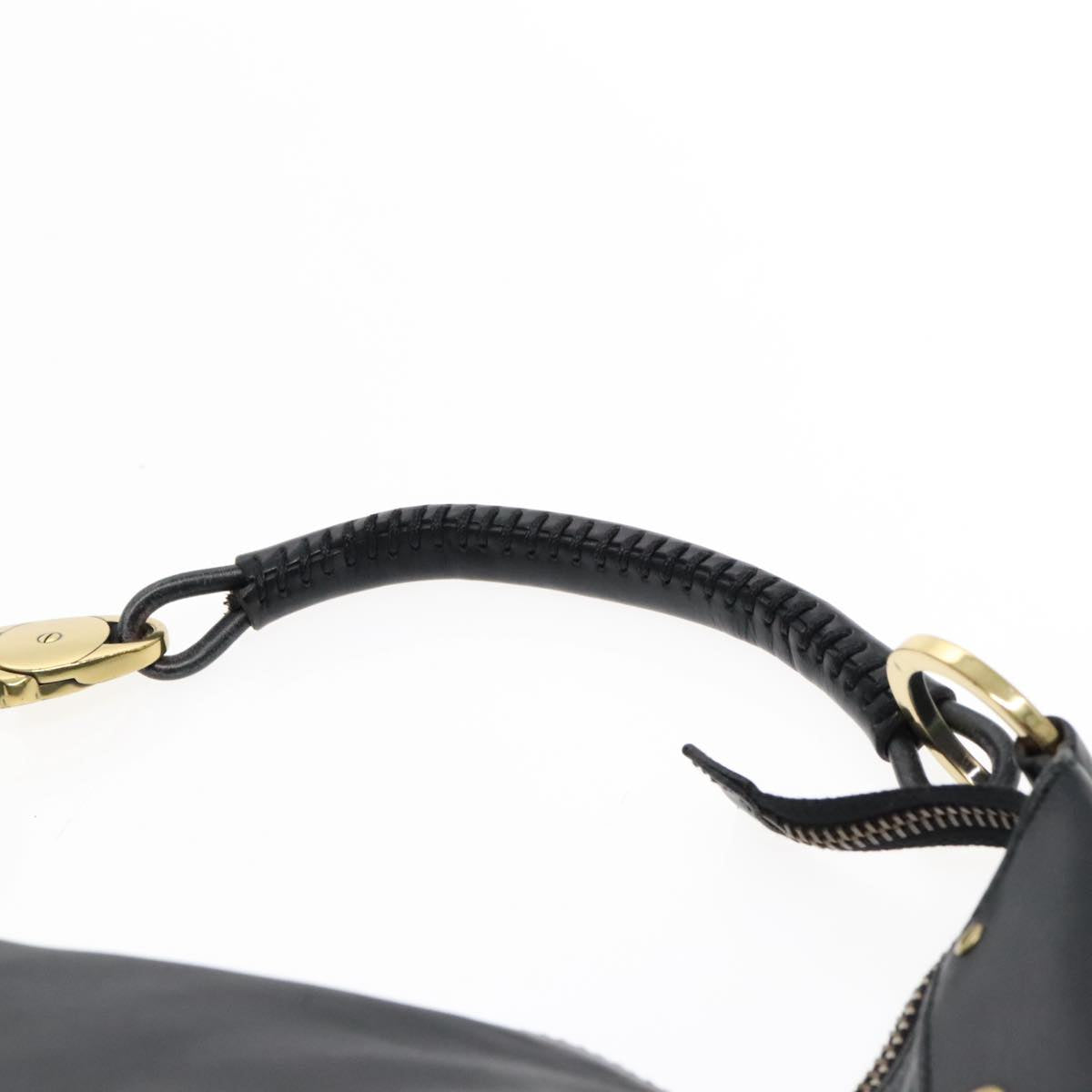 GUCCI Shoulder Bag Leather Black Gold 95726 Auth yk15453