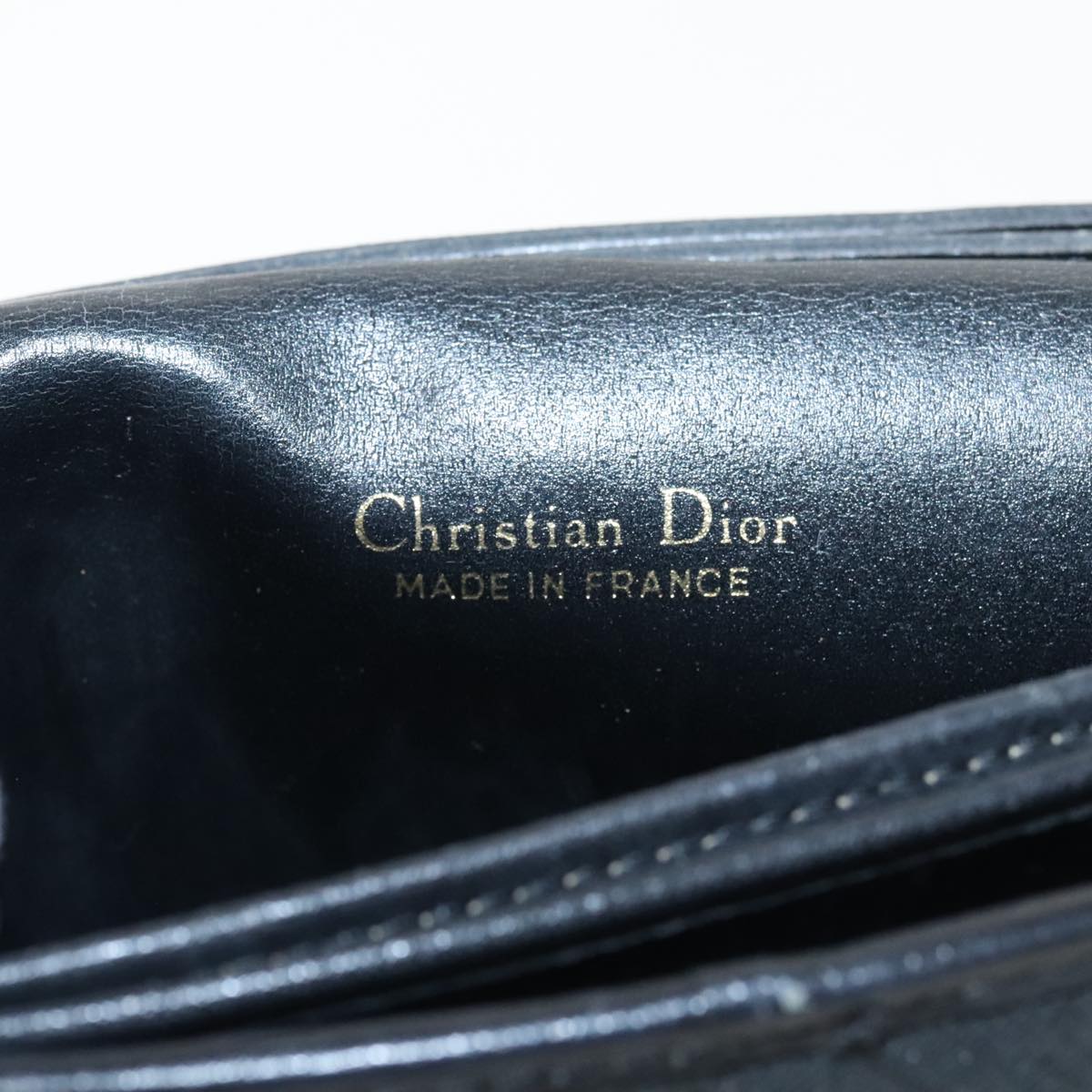 Christian Dior Shoulder Bag Leather Black Gold Auth yk15456