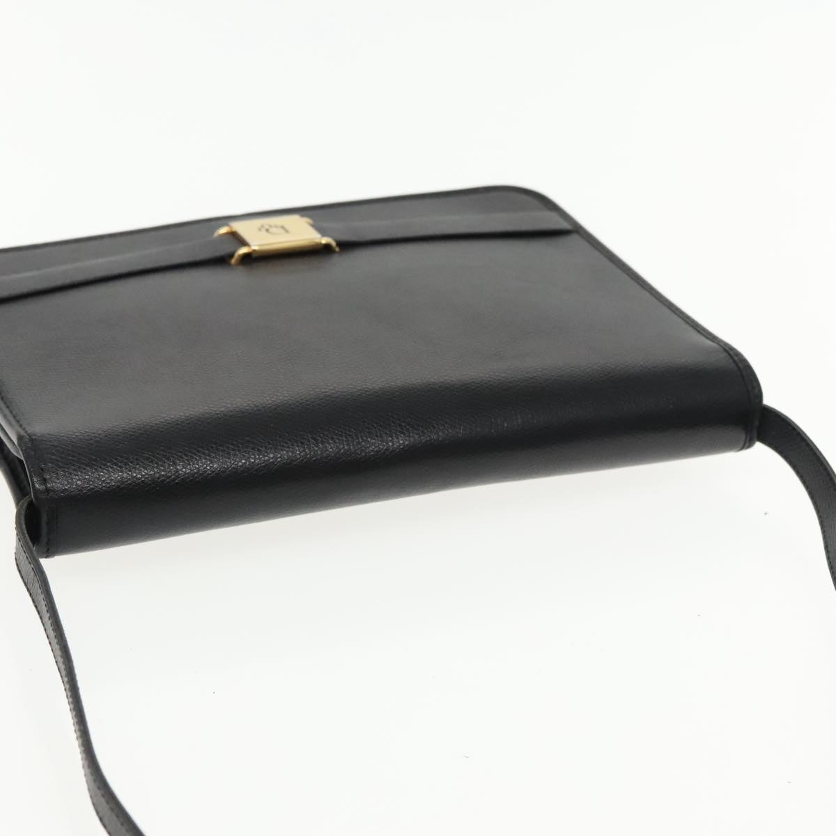 Christian Dior Shoulder Bag Leather Black Gold Auth yk15456