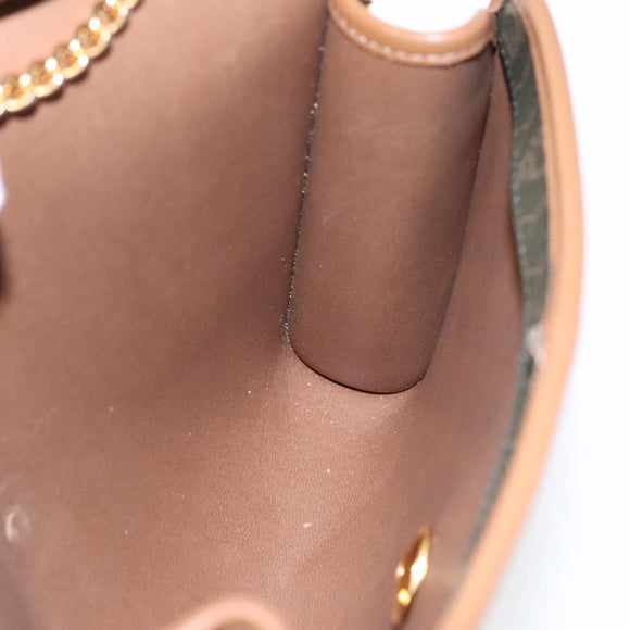 Christian Dior Honeycomb Canvas Chain Shoulder Bag PVC Khaki Gold Auth yk15460