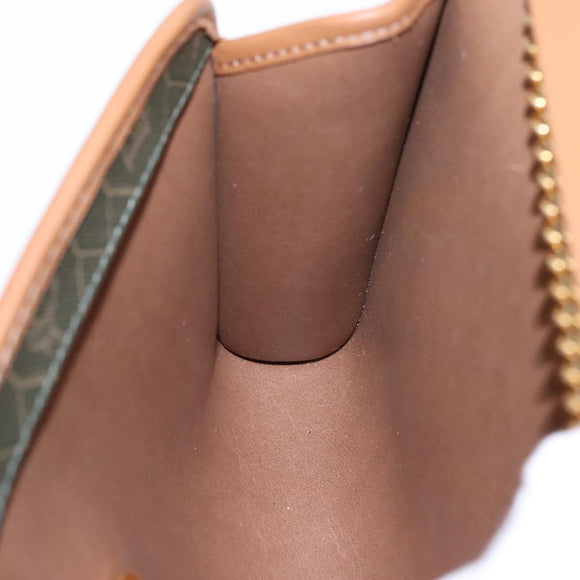 Christian Dior Honeycomb Canvas Chain Shoulder Bag PVC Khaki Gold Auth yk15460