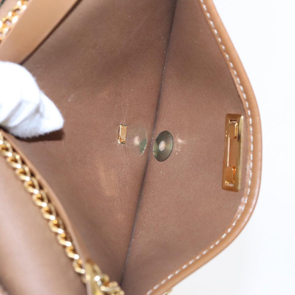 Christian Dior Honeycomb Canvas Chain Shoulder Bag PVC Khaki Gold Auth yk15460