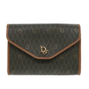 Christian Dior Honeycomb Canvas Chain Shoulder Bag PVC Khaki Gold Auth yk15460-2