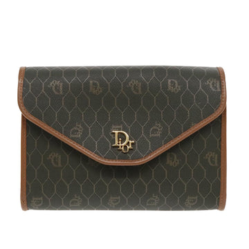 Christian Dior Honeycomb Canvas Chain Shoulder Bag PVC Khaki Gold Auth yk15460 - 0