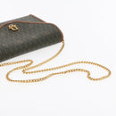 Christian Dior Honeycomb Canvas Chain Shoulder Bag PVC Khaki Gold Auth yk15460-7