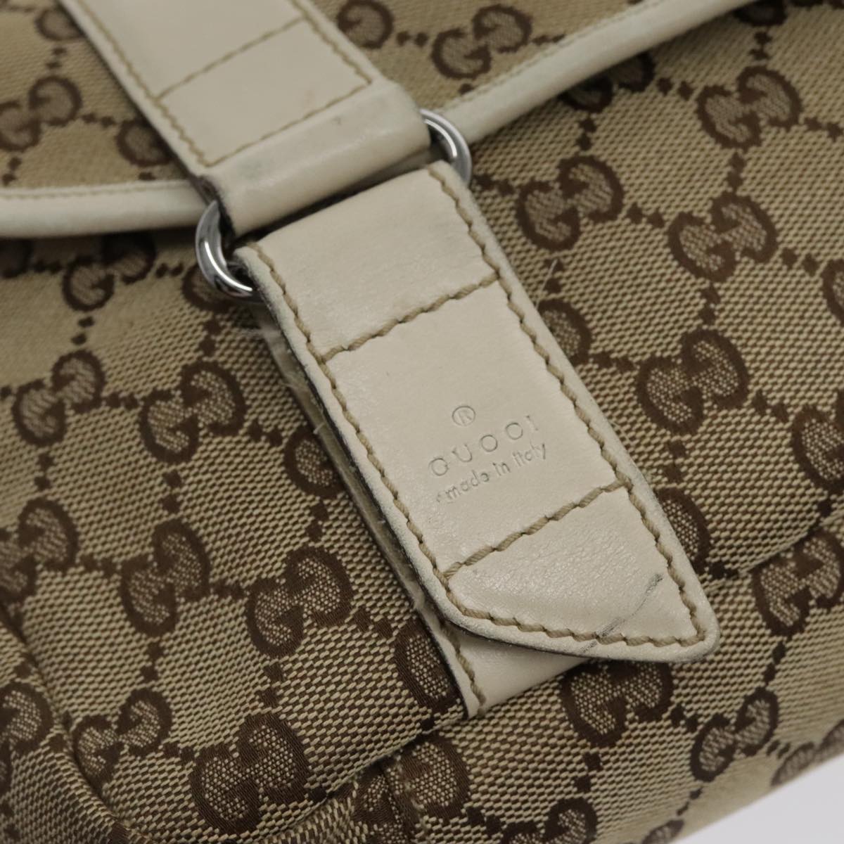 GUCCI GG Canvas Shoulder Bag Beige Silver 145858 Auth yk15465