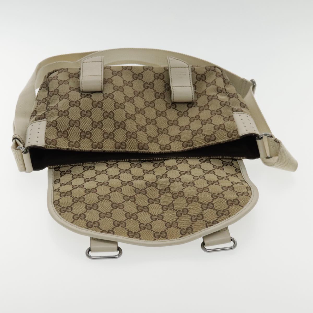 GUCCI GG Canvas Shoulder Bag Beige Silver 145858 Auth yk15465