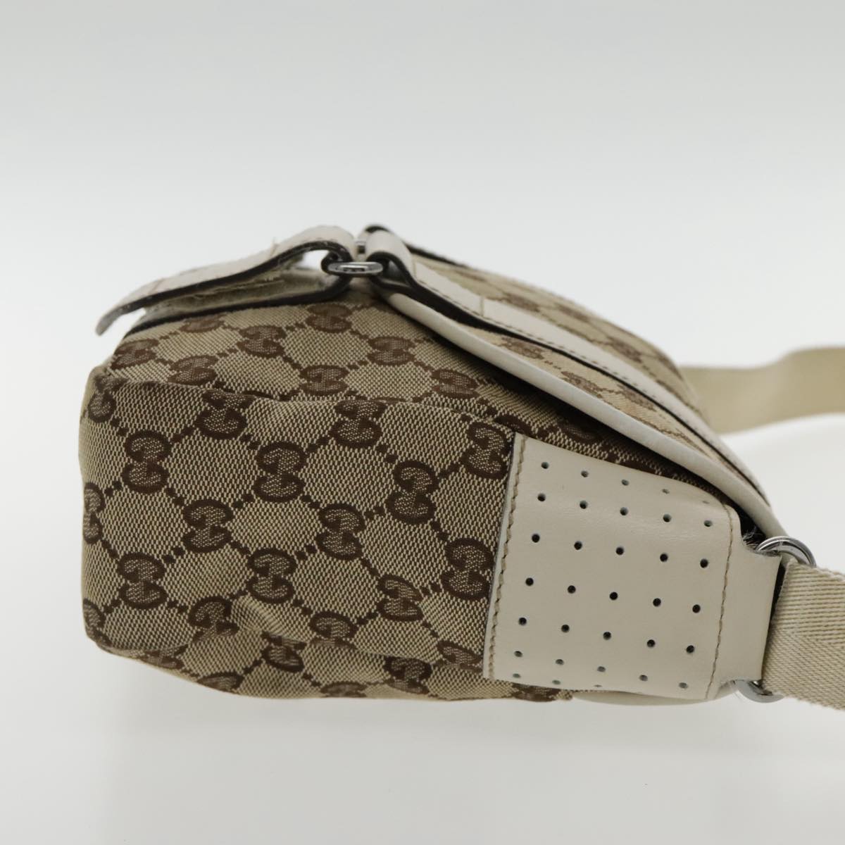 GUCCI GG Canvas Shoulder Bag Beige Silver 145858 Auth yk15465