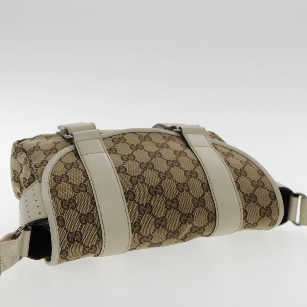 GUCCI GG Canvas Shoulder Bag Beige Silver 145858 Auth yk15465