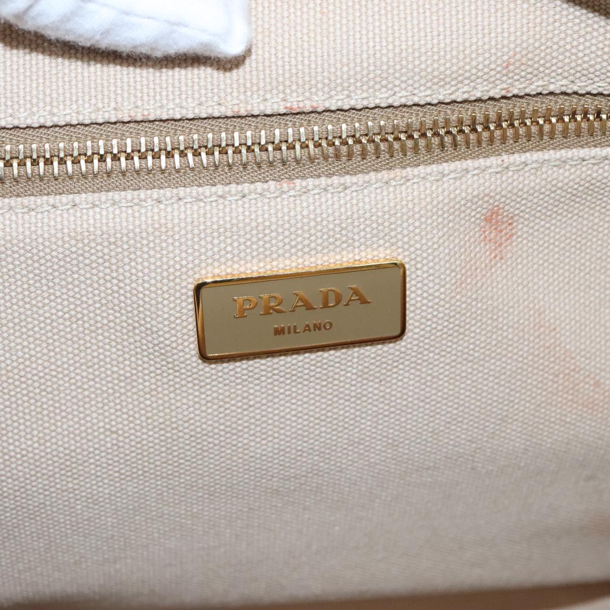 PRADA Canapa GM Hand Bag Canvas Brown Gold Auth yk15469