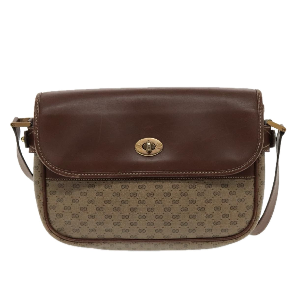 GUCCI Micro GG Supreme Shoulder Bag PVC Beige Gold Brown Auth yk15470 - 0