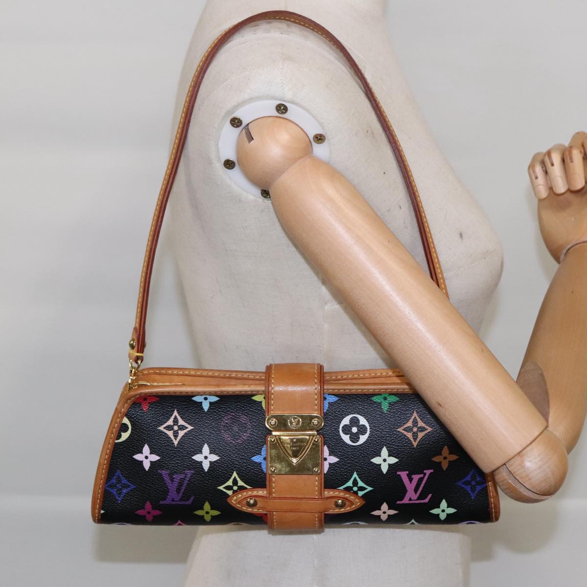 LOUIS VUITTON Monogram Multicolor Shirley Shoulder Bag Black M40050 Auth yk15478