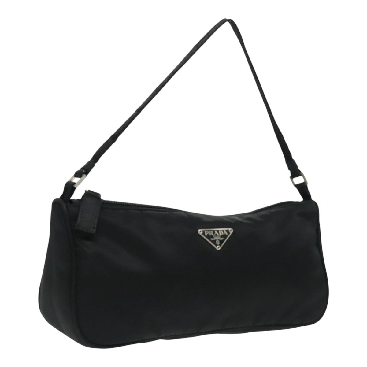 PRADA Accessory Pouch Nylon Black Silver Auth yk15480