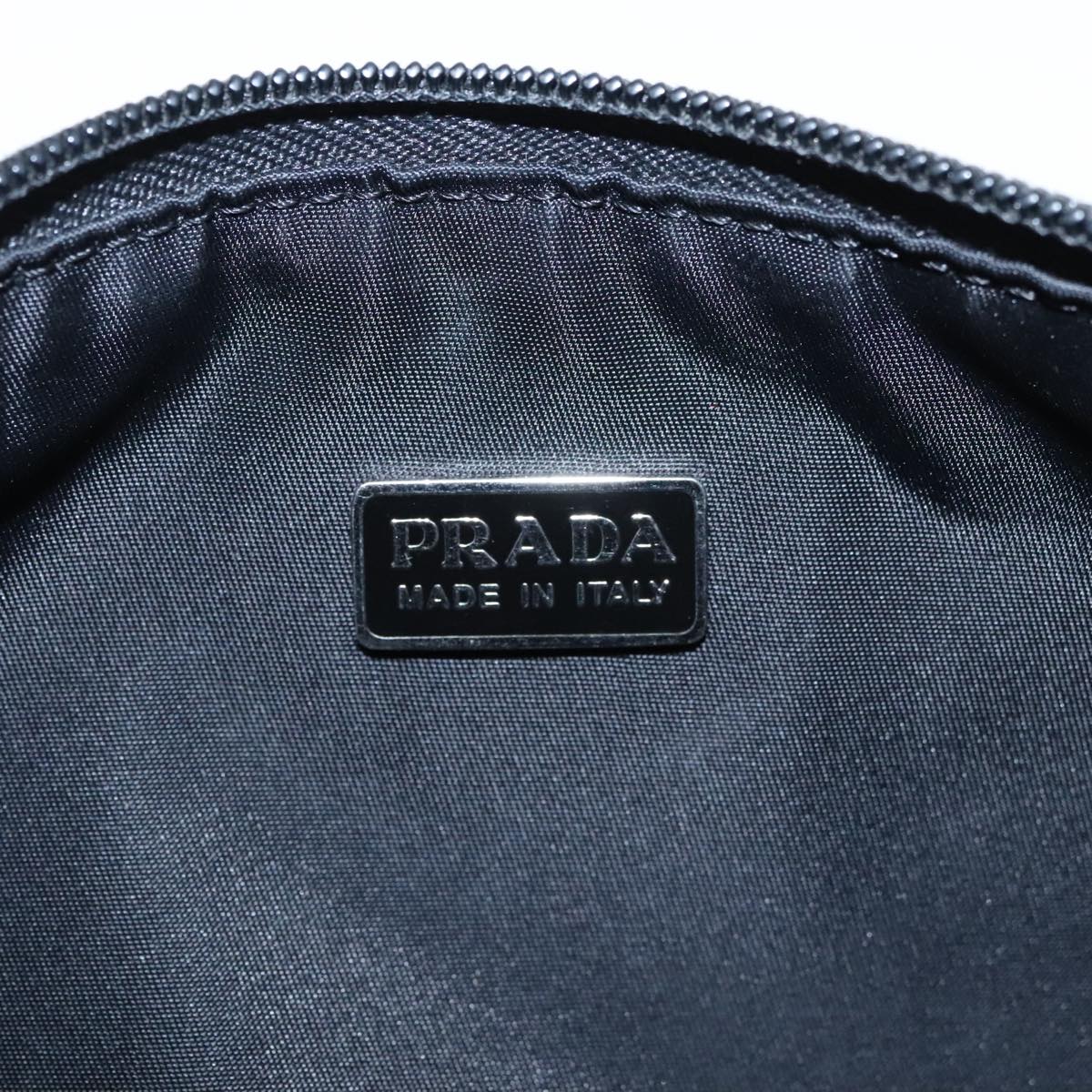 PRADA Accessory Pouch Nylon Black Silver Auth yk15480