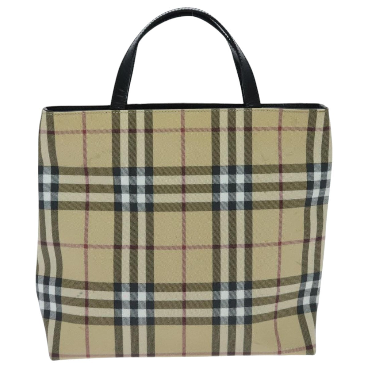 BURBERRY Nova Check Hand Bag Beige Black Auth yk15505