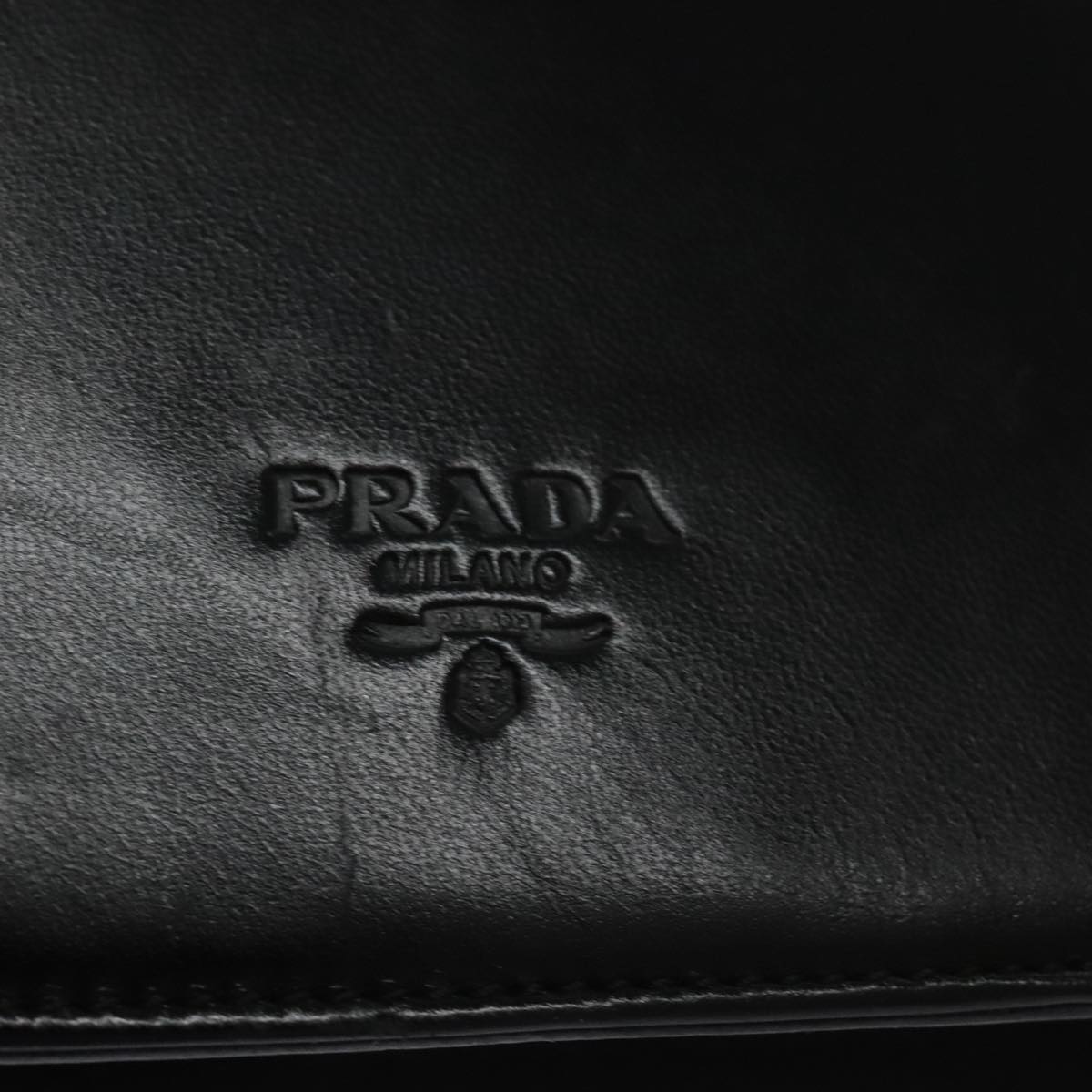 PRADA Shoulder Bag Leather Black Auth yk15506