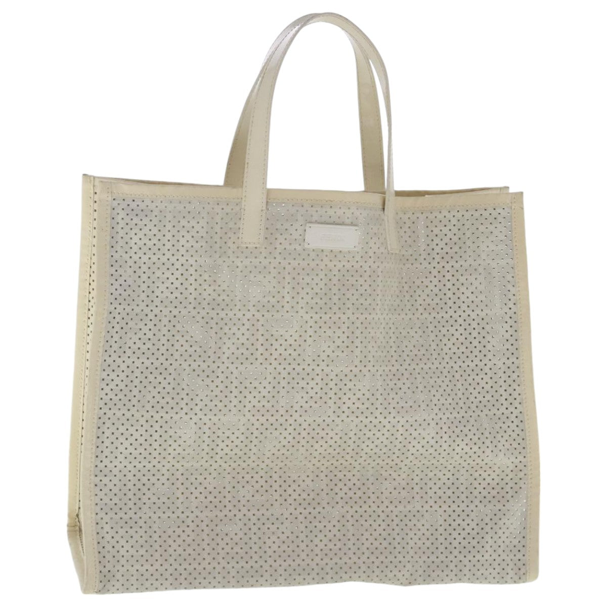 FENDI Zucca Canvas Punching Tote Bag White Auth yk15523