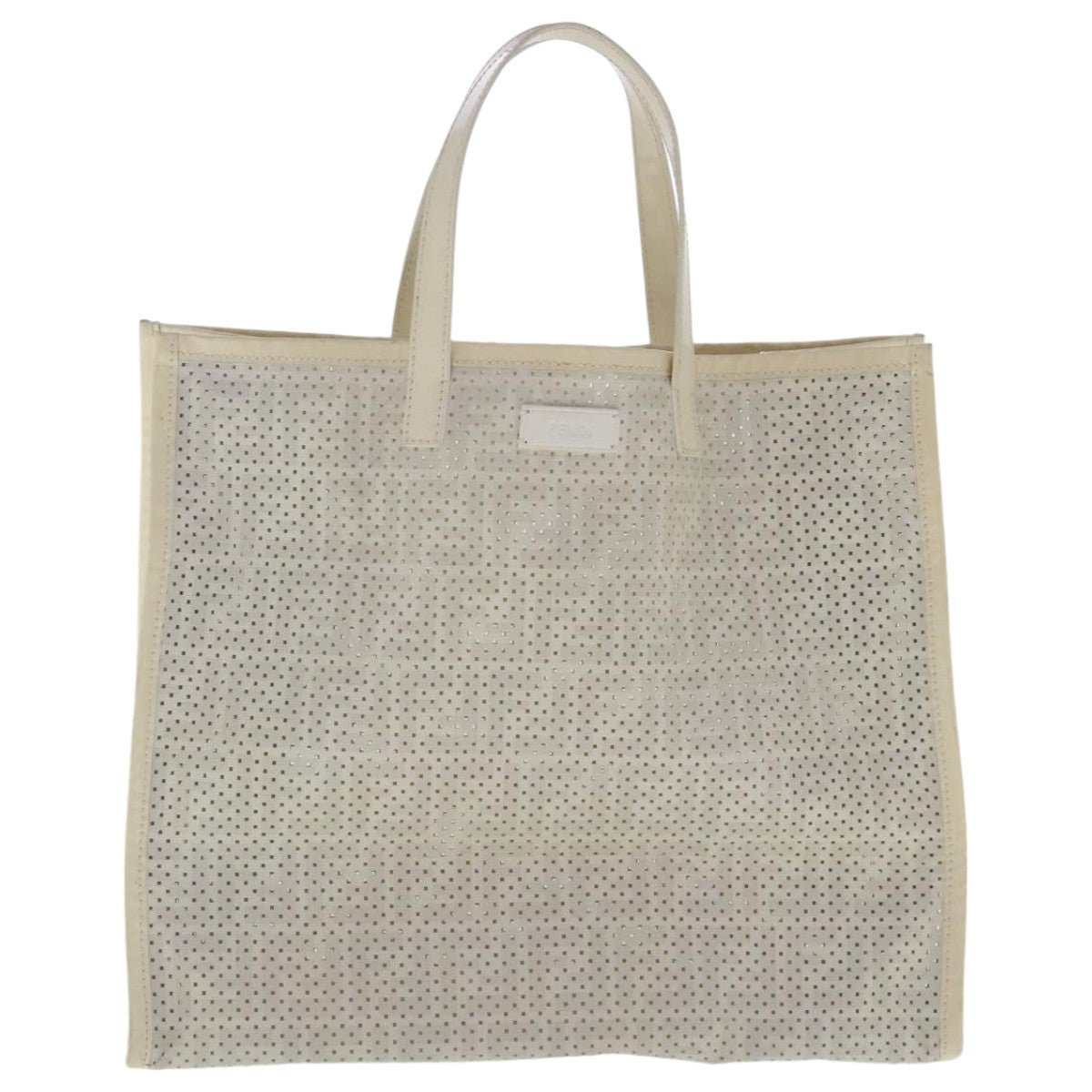 FENDI Zucca Canvas Punching Tote Bag White Auth yk15523