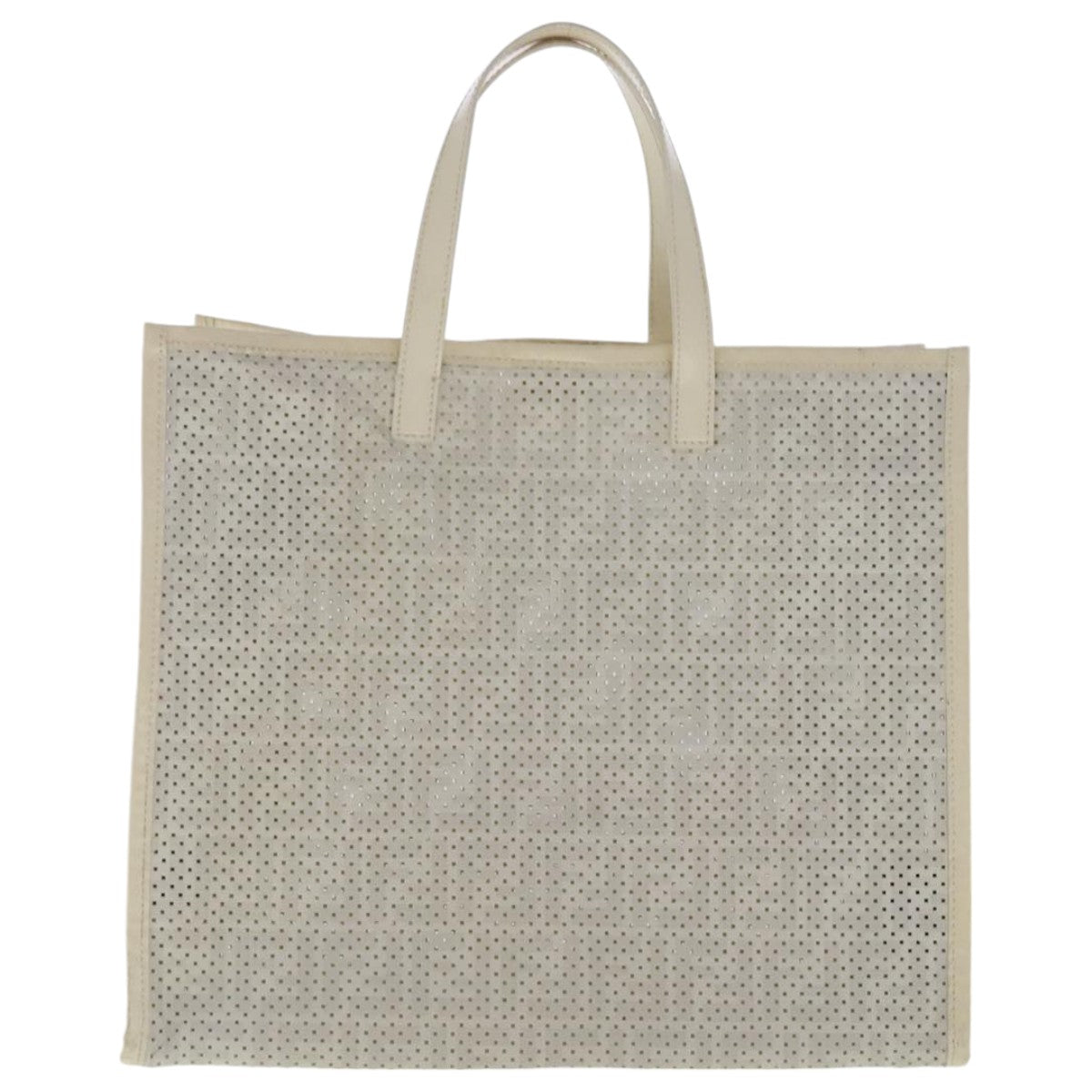 FENDI Zucca Canvas Punching Tote Bag White Auth yk15523 - 0