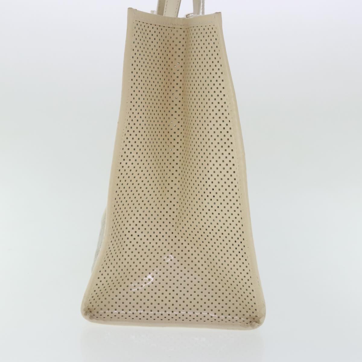 FENDI Zucca Canvas Punching Tote Bag White Auth yk15523