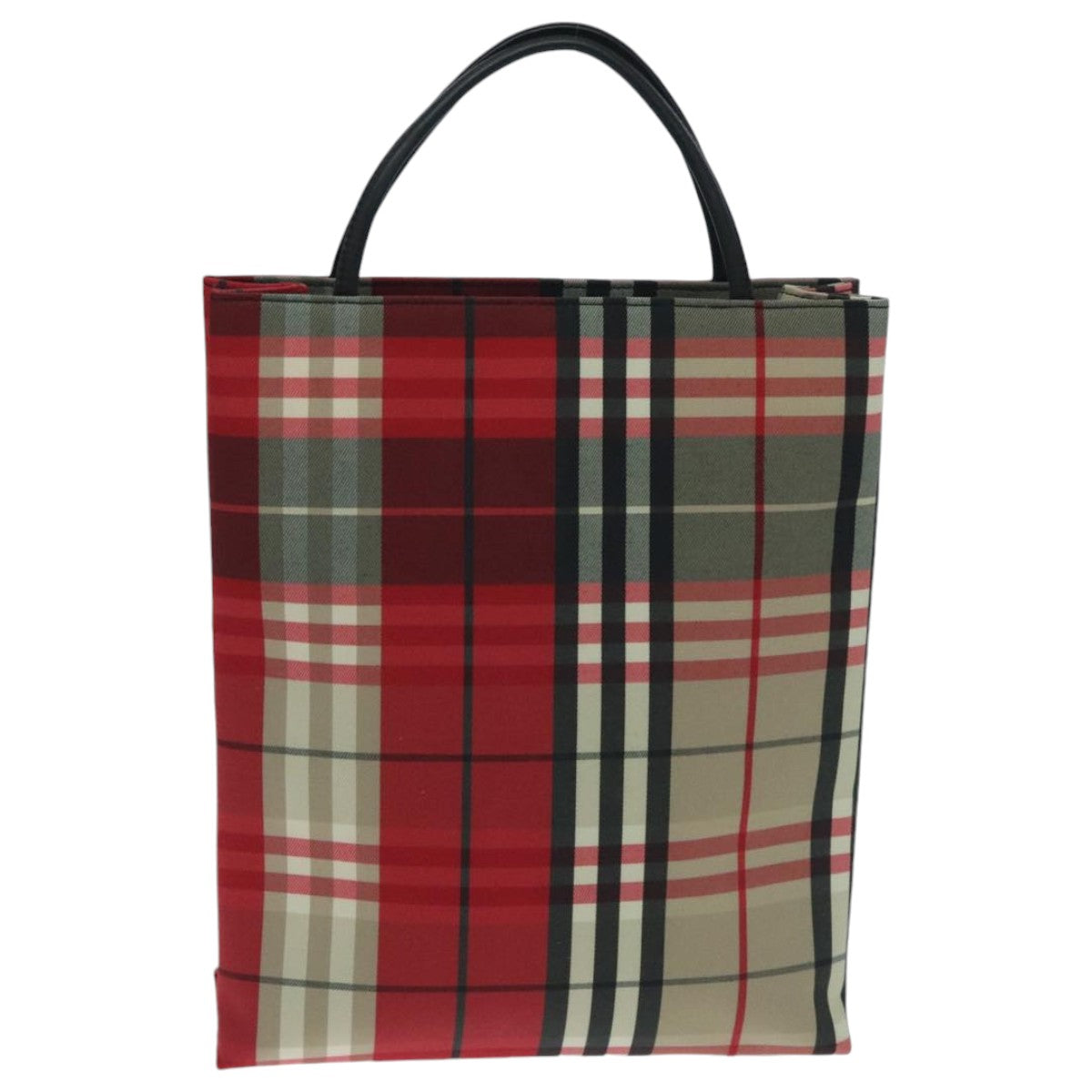 BURBERRY Nova Check Tote Bag Canvas Red Beige Auth yk15526