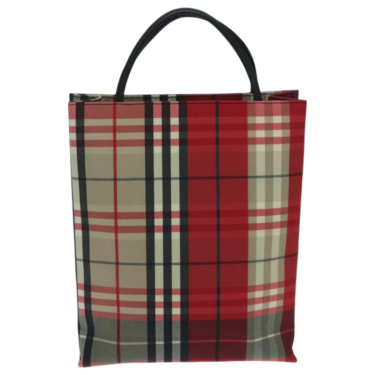 BURBERRY Nova Check Tote Bag Canvas Red Beige Auth yk15526 - 0