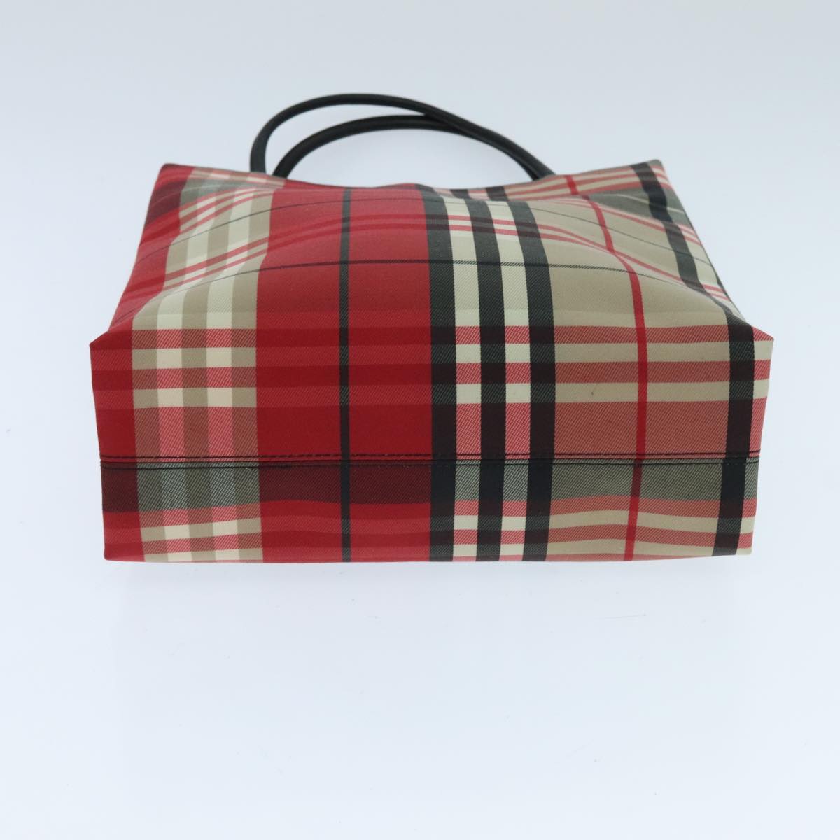 BURBERRY Nova Check Tote Bag Canvas Red Beige Auth yk15526