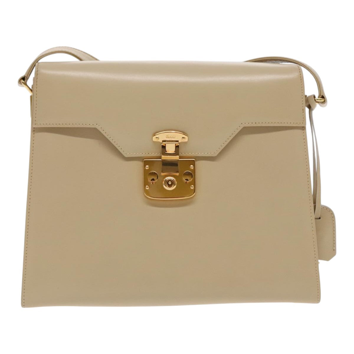 GUCCI Ready lock Shoulder Bag Leather Beige Gold 001 46 1504 Auth yk15542 - 0