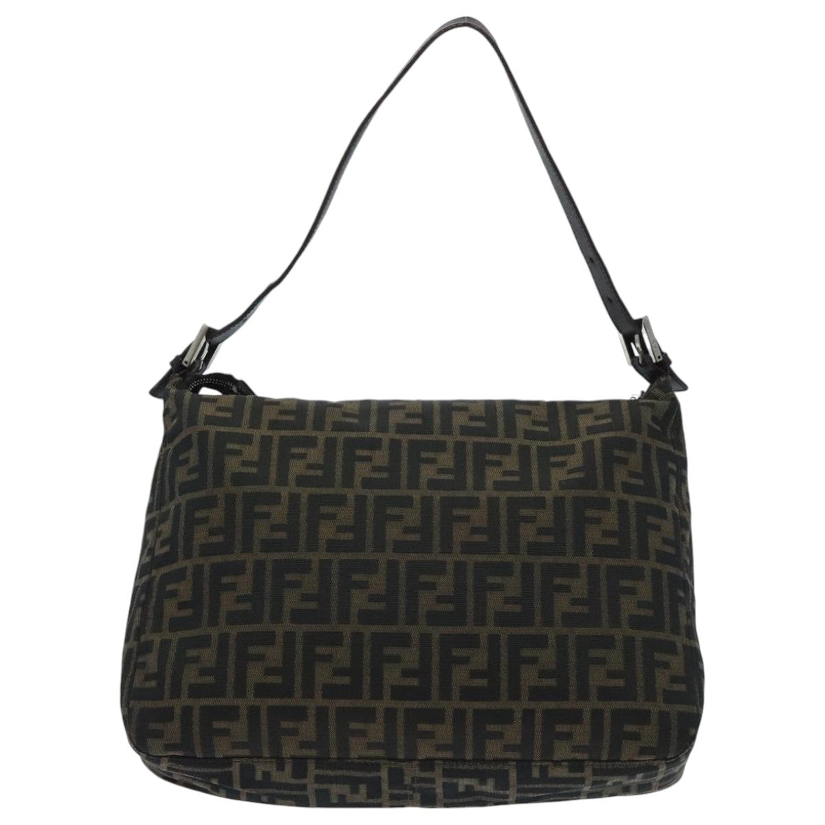 FENDI Zucca Canvas Mamma Baguette Shoulder Bag Brown Black Silver Auth yk15544 - 0