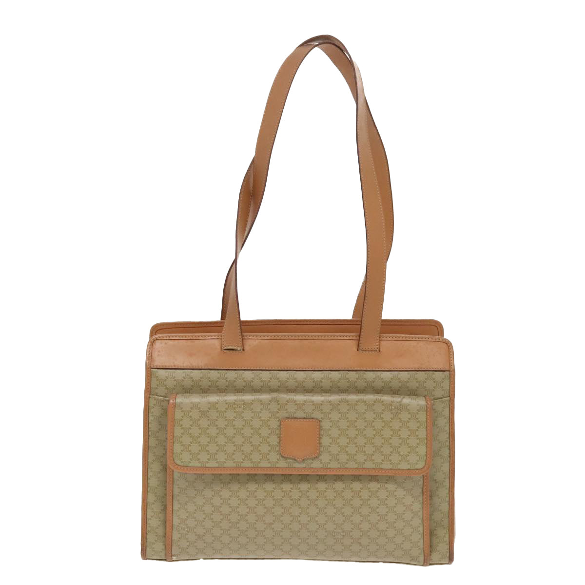 CELINE Macadam Canvas Tote Bag Coated Canvas Beige Auth yk15545