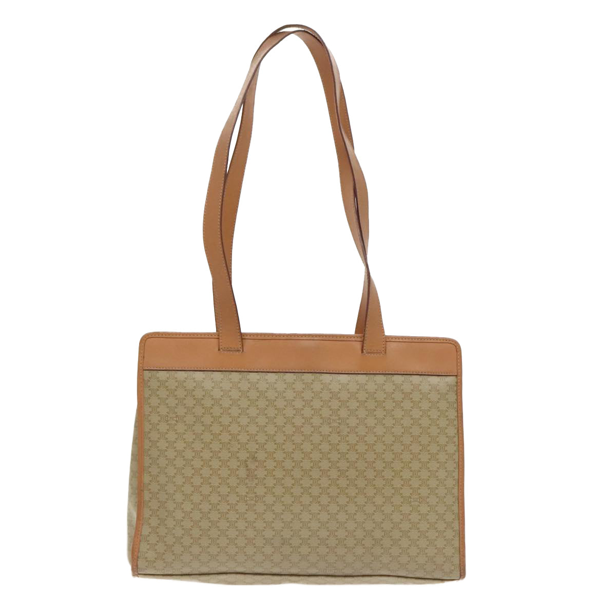 CELINE Macadam Canvas Tote Bag Coated Canvas Beige Auth yk15545 - 0