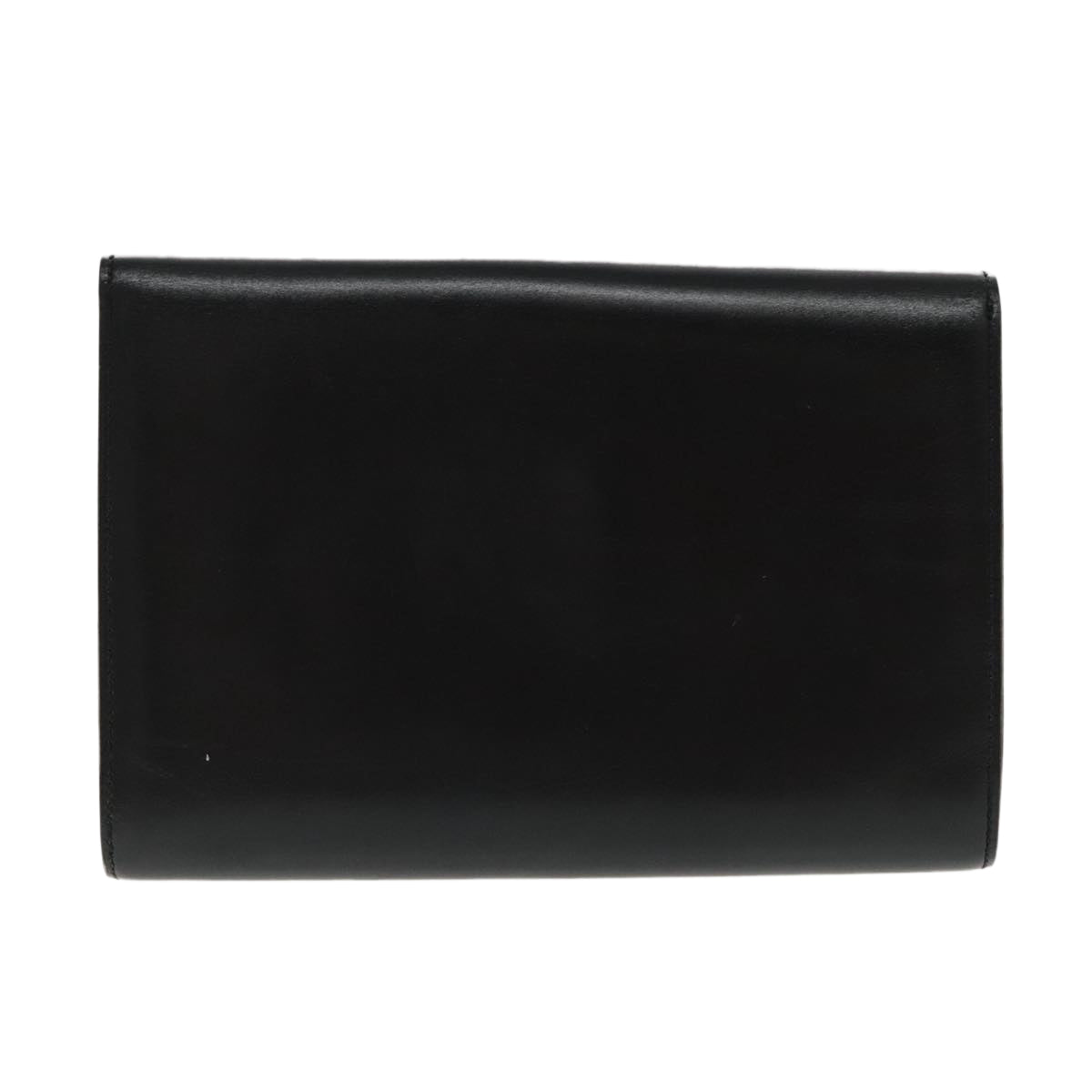 HERMES Clutch Bag Leather Black Gold Auth yk15555 - 0