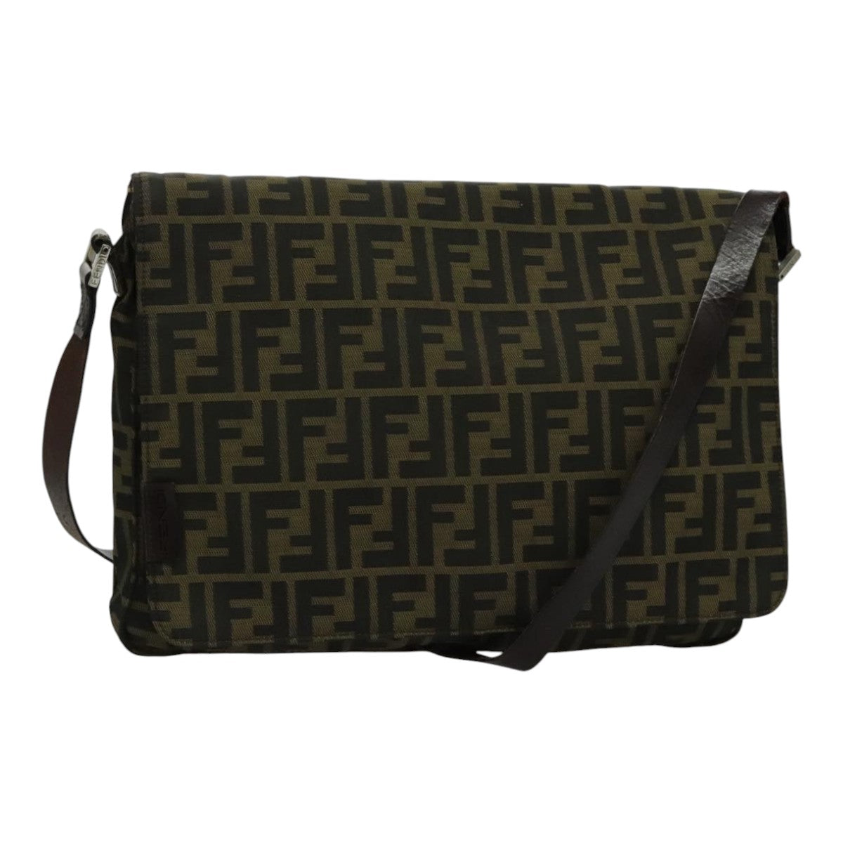 FENDI Zucca Canvas Shoulder Bag Brown Auth yk15561